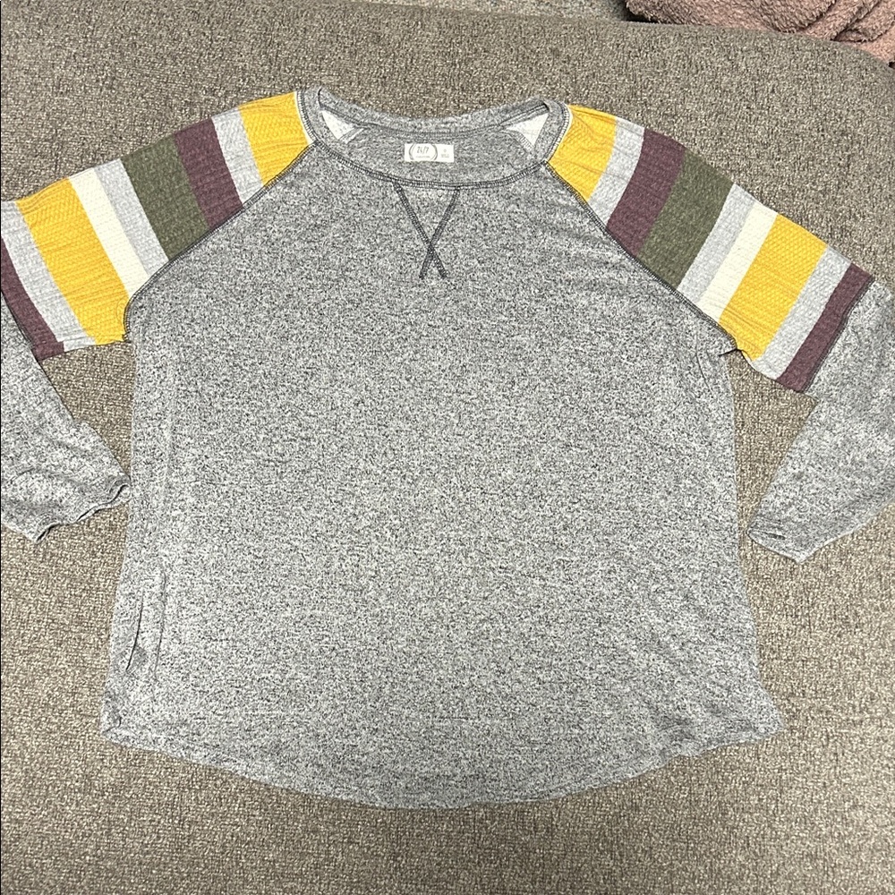 Colorful Striped Sleeve Long Sleeve Top